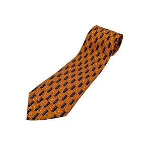 Vintage Brooks Brothers Orange Blue Horse Bit Silk Necktie